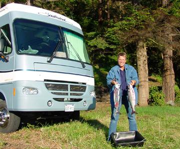 Diana and two of many salmon she caught